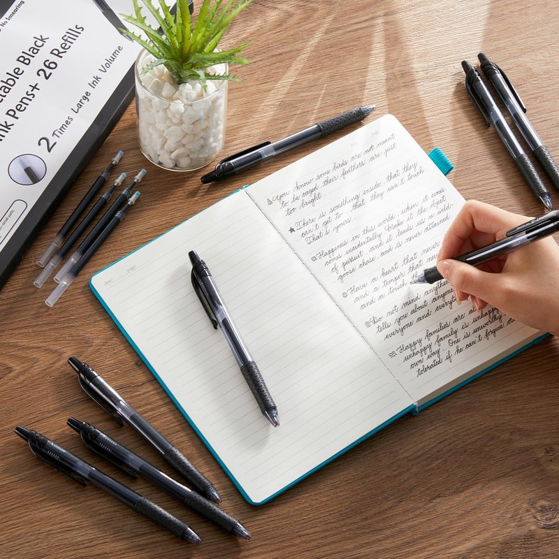 Lineon 46 Pack Black Gel Ink Pens (20 Gel Pens with 26 Refills) Medium Point Retractable Writing Smooth Writing with Comfortable Grip for Office School - Image 5